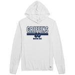 HOODED LONG SLEEVE TECH T - UPF 50  - WHITE w/NAVY