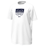 UA YOUTH SS BLOCK TECH T - Navy & White
