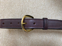 BROWN LEATHER BELT w/GRIFFIN BRASS PLATE