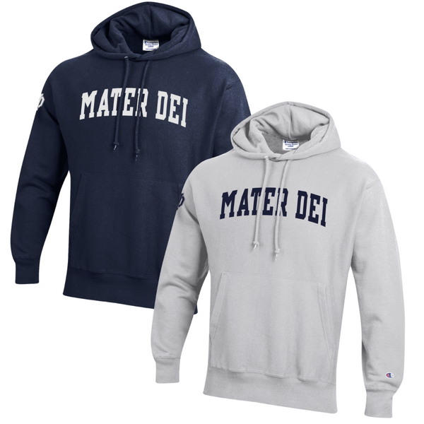 Mater Dei Reverse Weave Hooded Sweatshirts in Navy and Grey